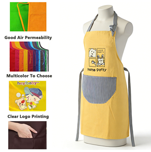 Poliéster Algodón <span class=keywords><strong>Lino</strong></span> Lona Impresión impermeable Chef Trabajo Niños Cocina Delantal Logotipo personalizado con 3 bolsillos para hombres Mujeres - Product Image 4
