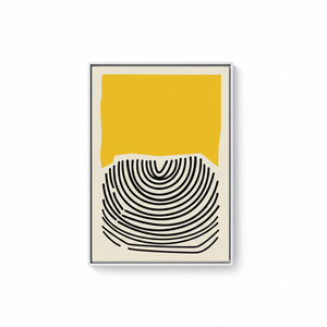 Modern Abstract Wall Decor - Printed Minimalist Yellow Black Geometric <b>Canvas</b>,WHITE <b>FRAMED</b> <b>CANVAS</b> - Product Image 2