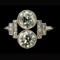 Anillo de Compromiso de Circonia Cúbica, Estilo Art Deco Vintage, con Acento de Color Zafiro, Plata de Ley 925, Joyería Personalizada