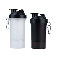 Nouveau Style 3 Couche Protéine Shaker Sans BPA Sports Gym Shaker Bouteille Boucle Mélange Shaker Tasse avec Compartiment à Poudre pour Fitness