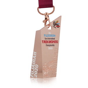 Plaques en laiton à ruban court, vente directe d'usine, médaillon personnalisé, Taekwondo - Product Image 5