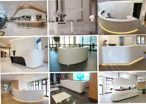 Moderno unico Corians in legno di pietra clinica odontoiatrica Reception ufficio anteriore Reception - Product Image 4