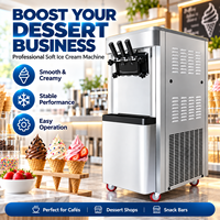 Machine à glace molle professionnelle 3 saveurs 2000W en acier inoxydable sur pied 110V pour snack-bar et yaourtière