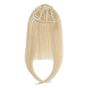 Frange a clip in capelli umani Remy 100% con taglio dritto, frangia naturale marrone cenere, <span class=keywords><strong>extension</strong></span> a clip per capelli con frangia sopra la testa - Product Image 5