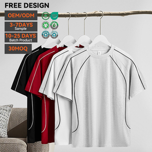 Camiseta Masculina Oversized de Algodão de Alta Qualidade com Manga Raglan e Ombro Caído, Estilo <span class=keywords><strong>Streetwear</strong></span>, Design Liso Personalizável, Atacado - Product Image 1
