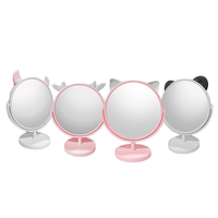 Mini mignon miroir de maquillage debout marque privée numérique Table de forme ronde pour s'habiller cadeau de beauté