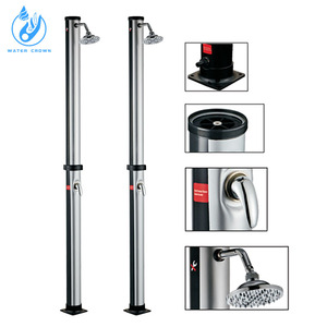 Colonne <span class=keywords><strong>solaire</strong></span> de <span class=keywords><strong>douche</strong></span> extérieure en <span class=keywords><strong>aluminium</strong></span> intégrée autoportante noire 40L pour <span class=keywords><strong>piscine</strong></span> - Product Image 3