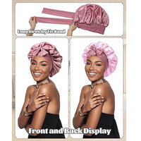 Bonnet de nuit en satin royal double couche extra large avec logo personnalisé pour femmes