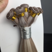 Extensions de cheveux naturels Remy vierges européens doublement étirés, faits à la main, couleur mixte, tissage noué à la main Jasminebeauty