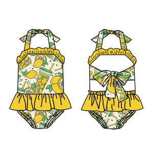 Traje de Baño de Verano para Niñas, de una Pieza, sin Mangas, con Volantes, Estilo Boutique, Estampados Personalizados, Ropa de Playa para Vacaciones - Product Image 4