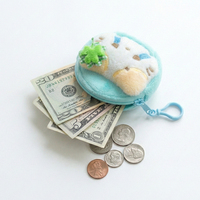 Dompet Koin Bulu Lembut Lucu Karakter Kartun Kawaii Berbentuk Semanggi Keberuntungan dengan Resleting Gantungan Kunci Tas Pesona Logo Kustom Kantong untuk Anak Perempuan.