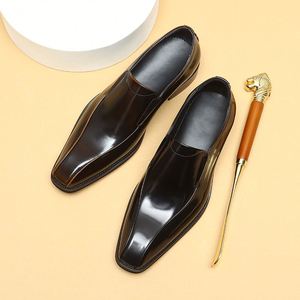 Zapatos de Hombre Formales de Negocios, de Alta Gama, de Cuero Genuino, con Punta Cuadrada, Prácticos, de Última Moda, Estilo Italiano - Product Image 5