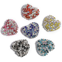 Nouveaux accessoires de bijoux pour bracelets DIY, cœur en diamant d'amour, trou droit, strass, griffe, perles en acrylique, plastique, lucite