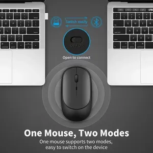 Ratón óptico silencioso LED ergonómico recargable de 2,4 GHz Modo dual BT5.2-Mini retroiluminado 3D compatible para computadora portátil Macbook Gaming PC - Product Image 3