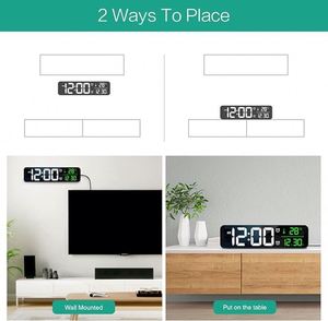 Horloge de bureau numérique LED grande taille alimentée par USB avec calendrier, miroir et affichage de la température, 2 réglages d'alarme, horloge de table élégante - Product Image 5