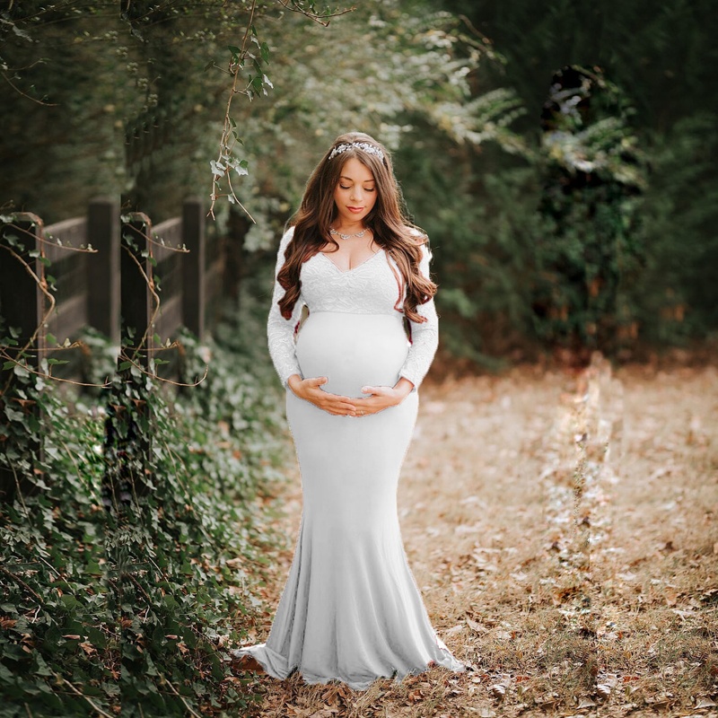 fitted lace wedding dress Arianna Luxuly Maxi Maternity Dress main image 1