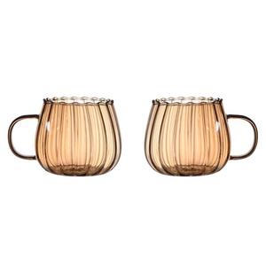 Tasses à café et soucoupes en gros, tasse à café glacé colorée, tasse à café en verre avec poignée et soucoupe - Product Image 6