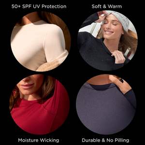 Ensemble de sous-vêtements thermiques doublés en polaire pour femmes avec chemise à manches longues et leggings pour les journées froides - Product Image 3