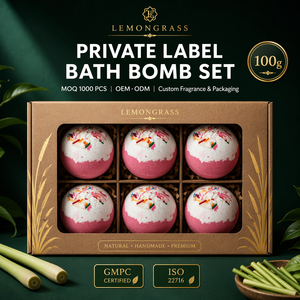 Bombe de bain effervescente personnalisée à l'huile de coco et à la citronnelle naturelle, parfum agrumes frais, adoucissante, coffret cadeau spa OEM ODM 100g - Product Image 4