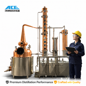 Distillateur multifonctionnel 3000L avec tête en cuivre et colonne à 6 couches, condenseur à paniers pour gin + système de nettoyage CIP (conception compacte) - Product Image 3