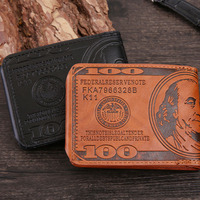 Portefeuille fin en cuir PU, design court et tendance, pour hommes, avec emplacement pour billet de 100 dollars américain