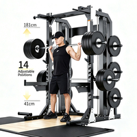 Machine Smith tout-en-un en acier moderne avec rack à squats, station de développé couché et station de tractions, équipement d'entraînement de force personnalisable