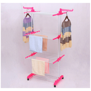 Floor Standing Clothes Rack Mobile <strong>Telescopic</strong> Drying Rack 3 Layers Multifunctional Home Balcony Folding <strong>Shelf</strong> - Product Image 2