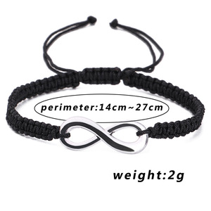 <span class=keywords><strong>Bracelet</strong></span> tressé en corde noir/blanc fait main Infinite Sign pour femmes et hommes, <span class=keywords><strong>bracelet</strong></span> ajustable avec breloque, cadeau de bijoux - Product Image 5