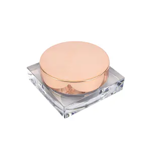 Nouvel arrivage Boîte à poudre compacte en vrac or rose Contenants carrés de luxe pour poudre en vrac Pot d'emballage OEM personnalisé