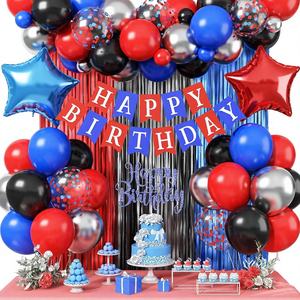 Ensemble de ballons pour fête sur le thème des <span class=keywords><strong>super</strong></span>-héros, décorations pour anniversaire, comprenant un kit de ballons, une bannière Joyeux Anniversaire, un rideau à franges - Product Image 1