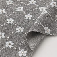 Tissu tricoté brodé de sequins blancs et de perles florales pour robe de mariée, robe de soirée, filles et garçons