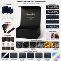 Boîte cadeau rigide noire pliable avec impression de monogramme personnalisée de luxe pour vêtements, t-shirts, sweats à capuche, chaussures, chemises, sacs à main