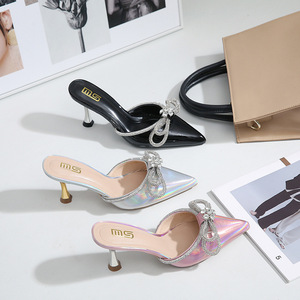 Ladies Fashion Sweet Bow <strong>Stiletto</strong> Pointed <strong>Low</strong> <strong>Heel</strong> Sandals for Shopping and Work Wear Women Shoes <strong>Heel</strong> - Product Image 6