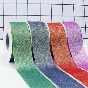 Pita Glitter buatan tangan oranye pita poli <span class=keywords><strong>mesh</strong></span> metalik emas poliester kemasan pita glitter metalik - Product Image 4