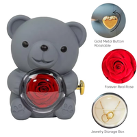 Hete nieuwe Valentijnsdag/Moederdag cadeau: grijze geconserveerde bloemen, echte roosbeer met gepersonaliseerde naamketting