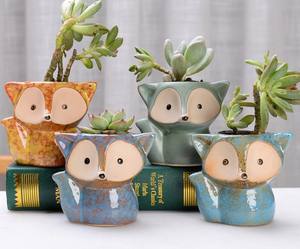 Juego de Macetas de Cerámica con Forma de Zorro, Pequeñas y Bonitas, para Suculentas, Florero de Mesa, Estilo Nórdico, Venta Directa de Fábrica - Product Image 1
