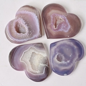 Venta al por mayor de corazón de ágata drusa natural morado y rosa, cristal pulido, tallado de corazón de ágata geoda de melocotón para regalo curativo - Product Image 4