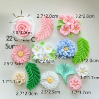 Aksesoris DIY Daun Bunga Resin Alas Datar Cerah untuk Jepit Rambut Kulkas, Kawaii Lucu, Hadiah Pernikahan, Motif Daisy