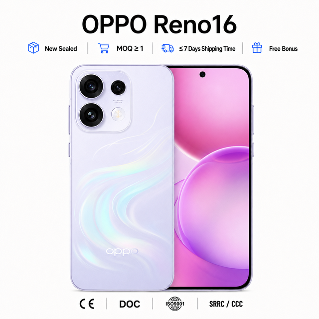 OPPO Reno 16 5G 6000mAh Massive Battery 80W SuperVOOC Dimensity 8500 1.7 1.5K AMOLED 120Hz Display 200MP Camera Octa Core CDMA