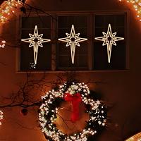 Guirlandes lumineuses LED pour fenêtre en forme d'étoile, IP65, à brancher, CRI95, 2700K, blanc chaud, étanches, suspendues, pour l'extérieur, les fêtes, la maison