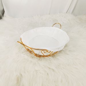 Con scatola di immagazzinaggio della borsa di stoffa cestino di immagazzinaggio del filo di acciaio del pane della frutta dello spuntino dall'aspetto <span class=keywords><strong>Vintage</strong></span> moderno con le maniglie - Product Image 3