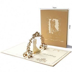 Cartes d'invitation de mariage 3D pop-up en papier découpé au laser pour les amoureux de la Saint-Valentin - Product Image 4