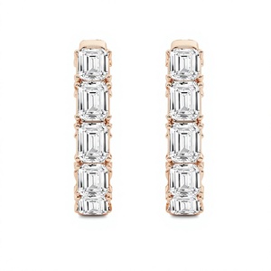 Luxury 18K 14K <b>Gold</b> Plated Emerald Cut Diamond Hoop Earrings Diamond <b>Huggie</b> Hoops Bridal Wedding Earrings Fine Jewelry for Women - Product Image 2