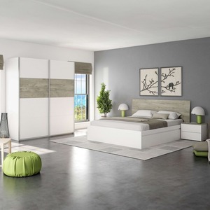 Set <span class=keywords><strong>Camera</strong></span> <span class=keywords><strong>da</strong></span> <span class=keywords><strong>Letto</strong></span> in Legno su Misura, Design Moderno di Lusso con <span class=keywords><strong>Letto</strong></span> King Size, Armadio, Comodino e Testiera - Product Image 1