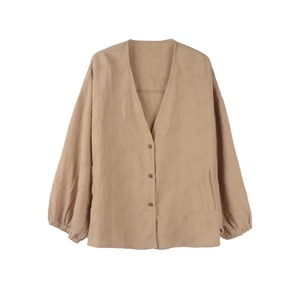 <b>Women's</b> Cotton <b>Linen</b> <b>Cardigan</b> Khaki Solid Color Loose Batwing Sleeve Breathable Outerwear Spring Summer Style - Product Image 5