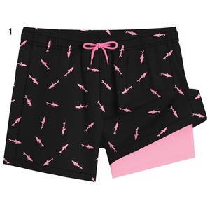 Bañador 2 en 1 de secado rápido para hombre, pantalones cortos de playa de doble capa con degradado - Product Image 2