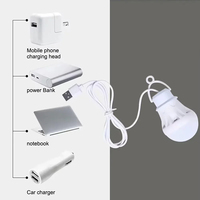 Ampoules LED Globe filaires USB 5V DC 3W, lumière du jour 6500K, durée de vie 30000 heures, CRI 95, charge d'urgence