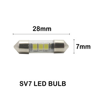 <span class=keywords><strong>Bombilla</strong></span> LED Sv7 de 28mm, 31mm, 36mm, 39mm, 42mm, 7mm de diámetro, tipo festón delgado, 6V, 12V, 24V, no polarizada, para interior de coche. - Product Image 4