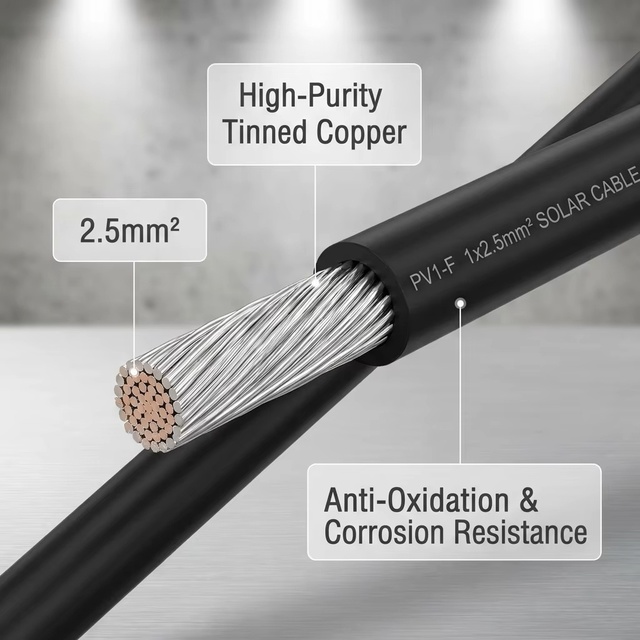 PV1-F Solar Cable EN50618 DC Solar Wire 2.5mm 4mm 6mm 10mm XLPO UV Resistant for Solar Panel