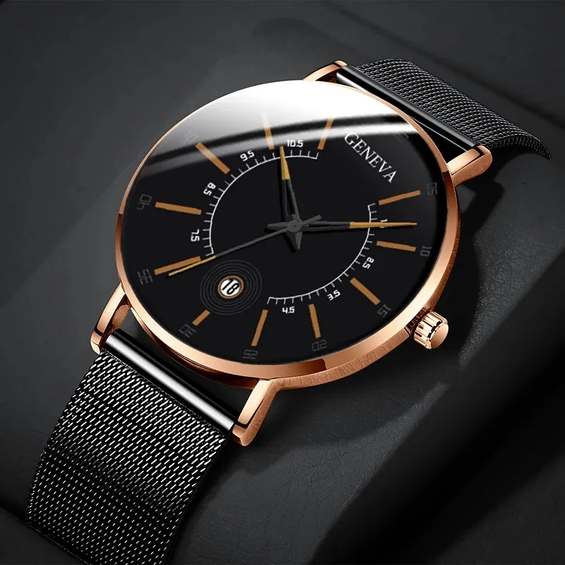 Relogio Masculino 2020 Fashion Mens Business Minimalist Watches Luxury Ultra Thin Stainless Steel Mesh Band Analog Quartz Watch